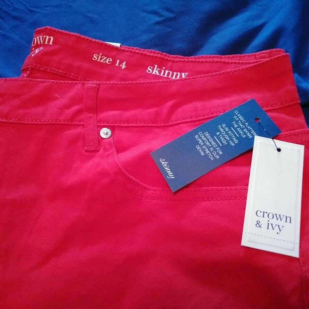 NEW crown & ivy red 14 pants jeans skinny fit